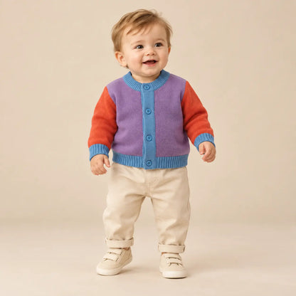 Color Block Baby Cardigan Violet lookbook image 4