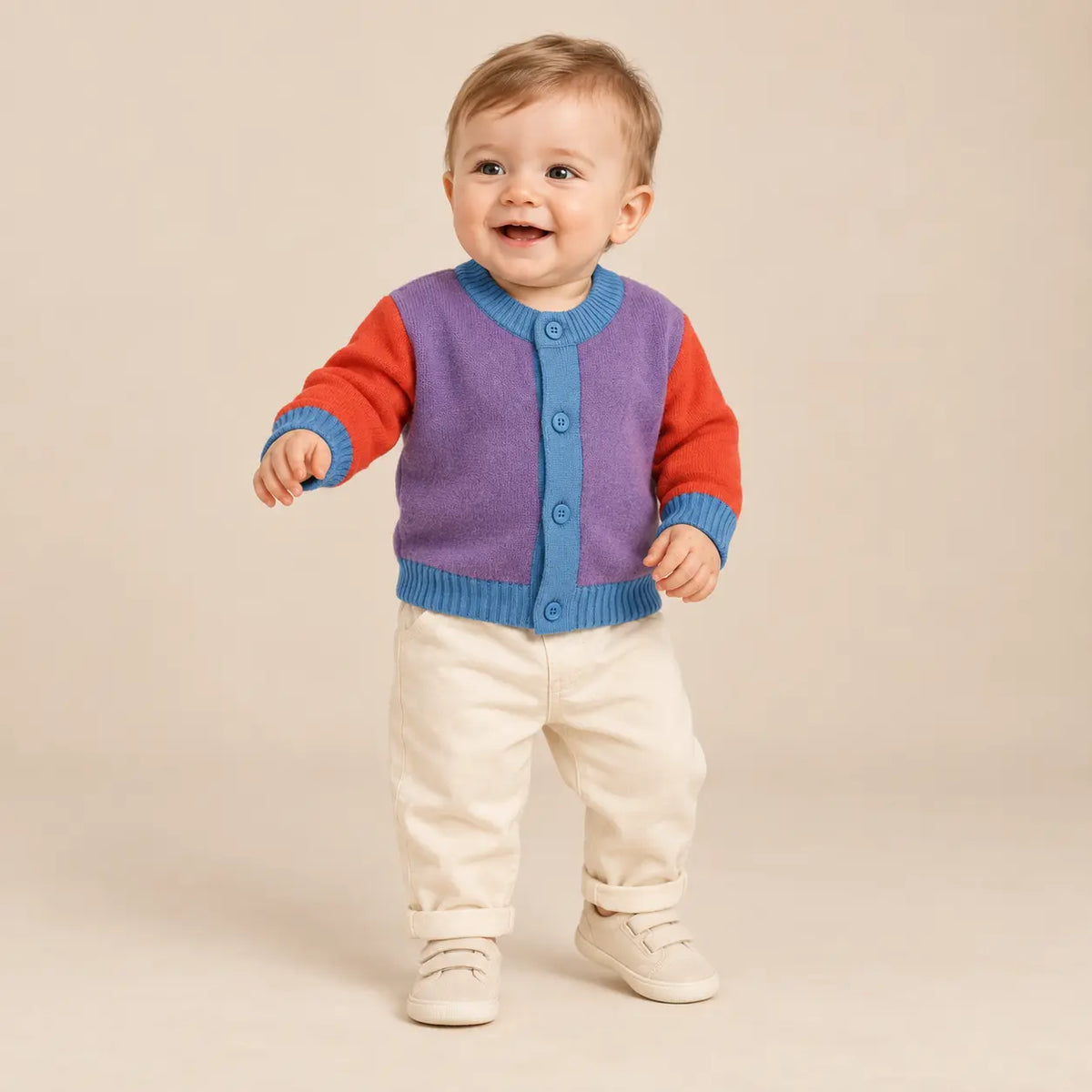 Color Block Baby Cardigan Violet lookbook image 5