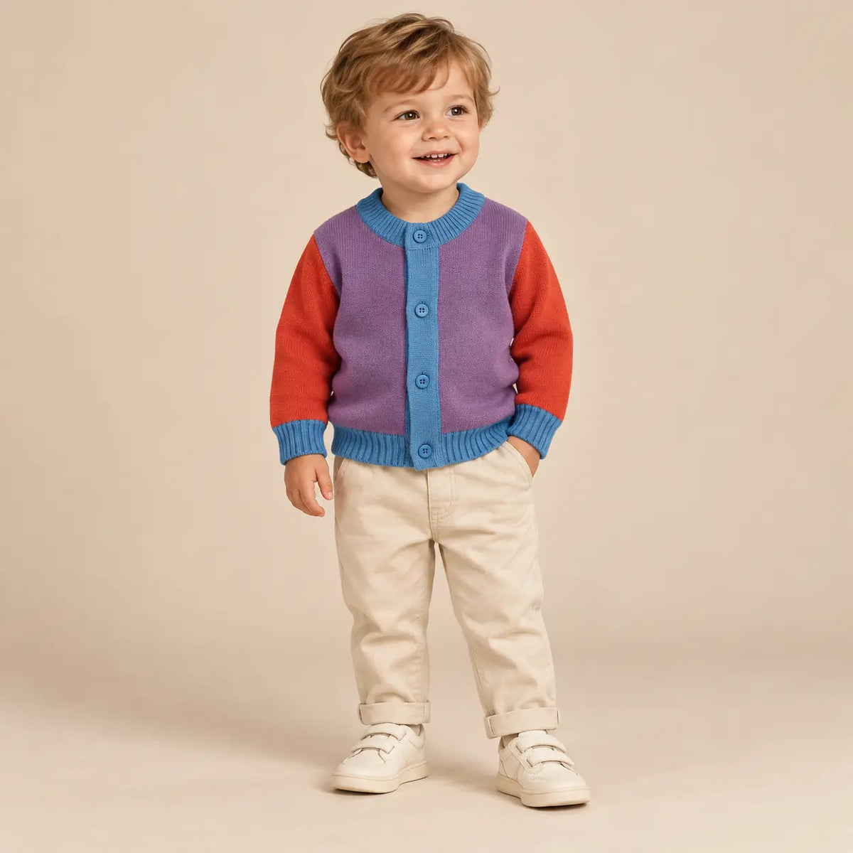 Color Block Baby Cardigan Violet lookbook image 6