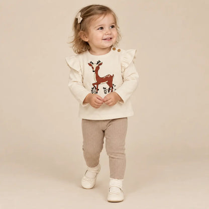 Cotton Velvet Sweatshirt Deer - 18M girl lookbook pose 2