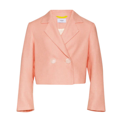 Pink Linen Blend Crop Jacket &amp; Shorts
