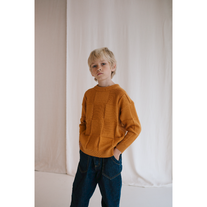 Fanatical squares knitted sweater sandstone