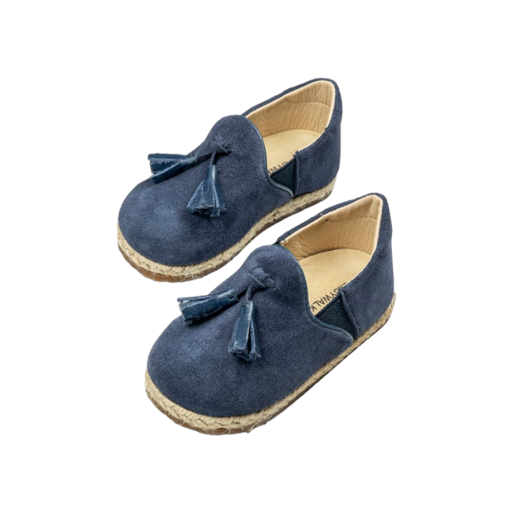 Tasseled Suede Leather Sleepers Espadrilles - Blue