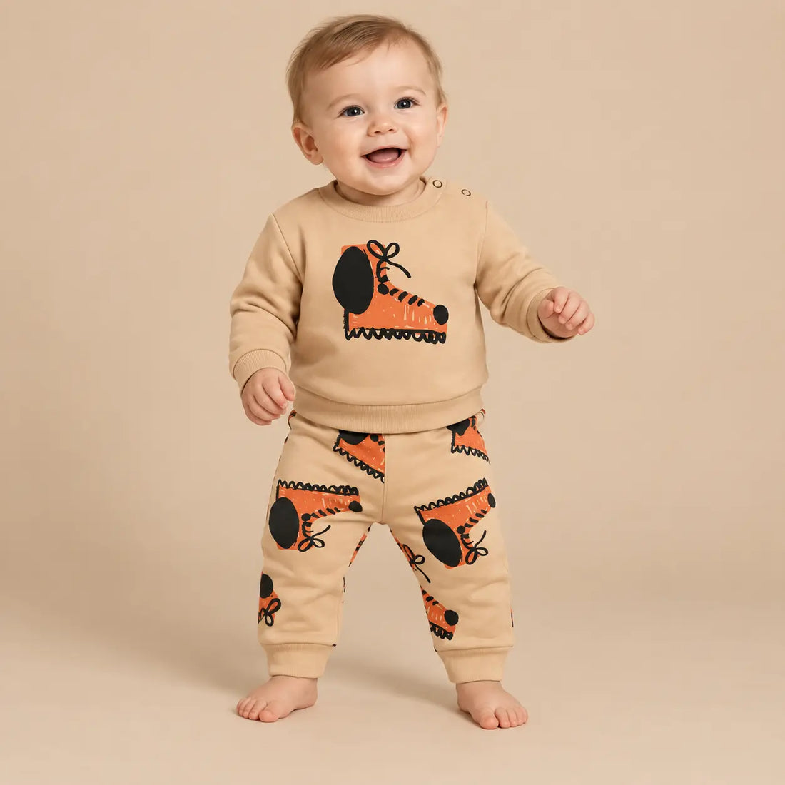 Dog Boots Sweatshirt &amp; legging - Soft brown - 6M boy lookbook pose 1