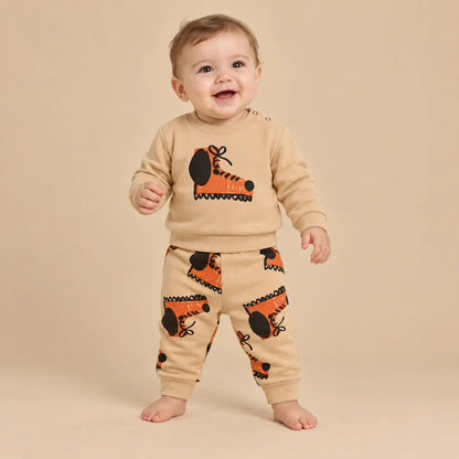 Dog Boots Sweatshirt &amp; legging - Soft brown - 6M boy lookbook pose 2