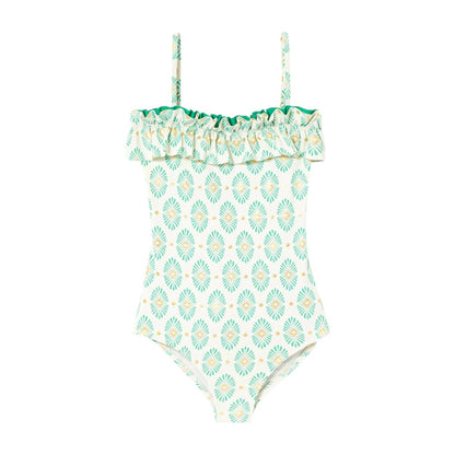 Pondicherry One Piece Swimsuit - Offwhite &amp; Jade Green