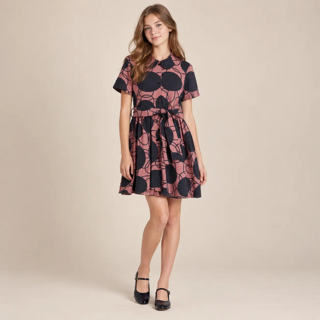 16 year girl wearing Elisabete Retro Flowers Pink Dress