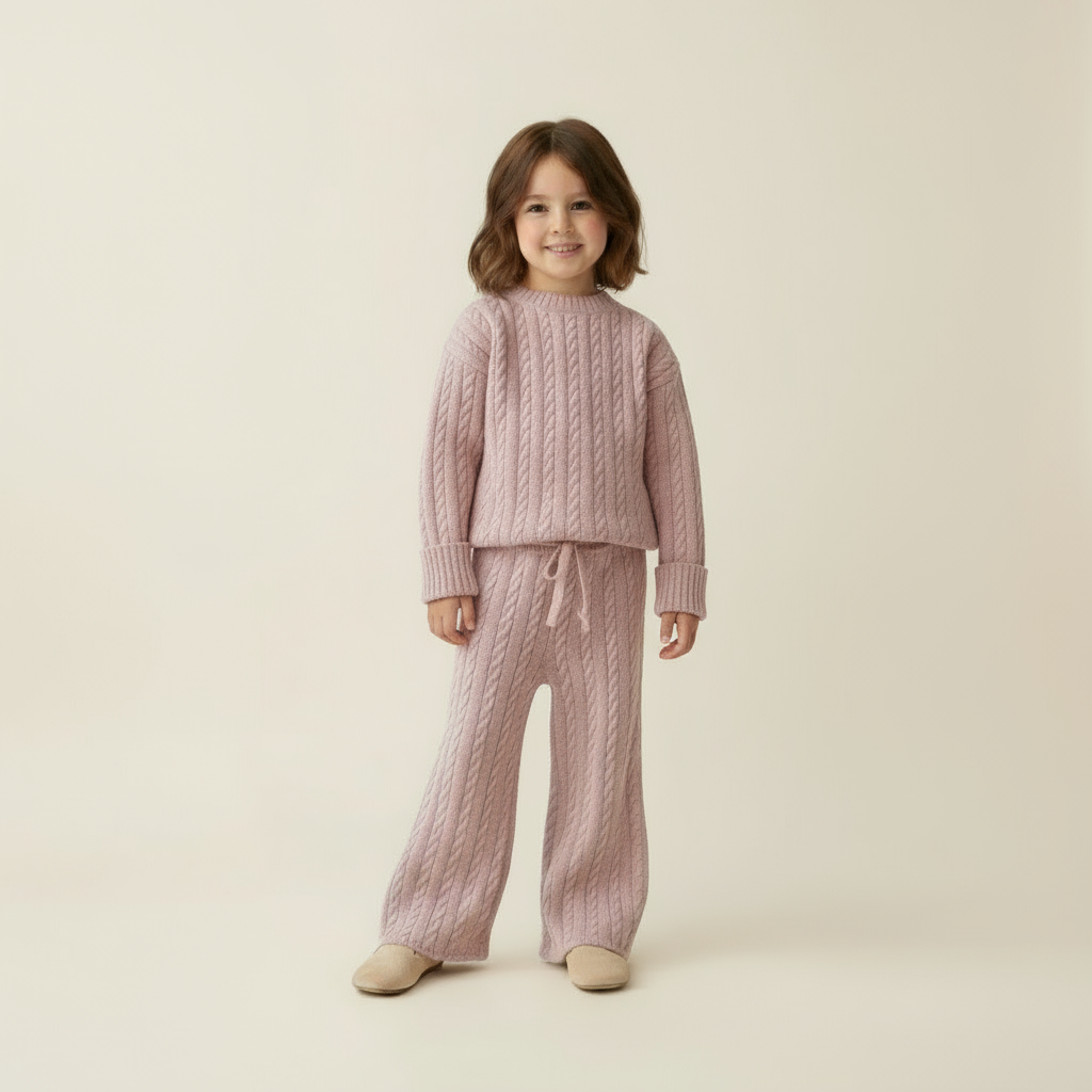 Clara Cable Knit Set - Blush