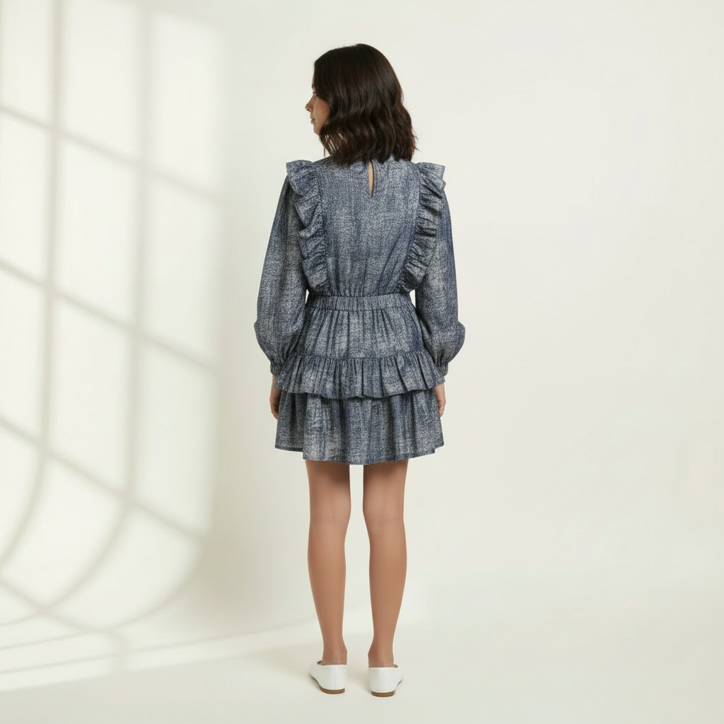 Elena Dress Denim Paisley