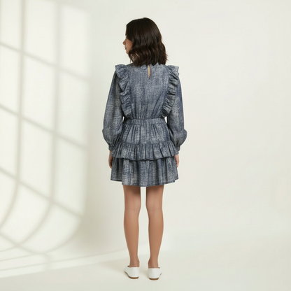 Elena Dress Denim Paisley