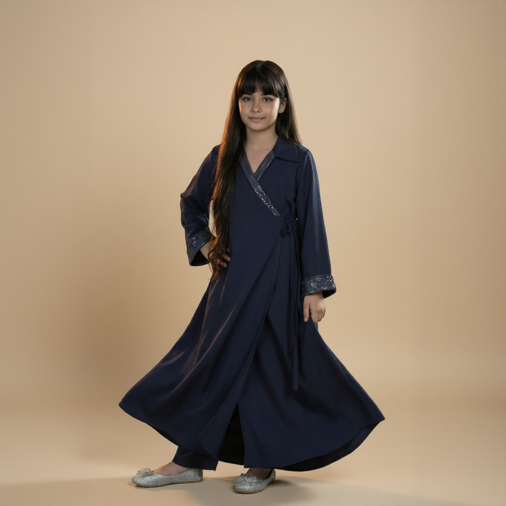 Elina Navy Suede Wrap Dress