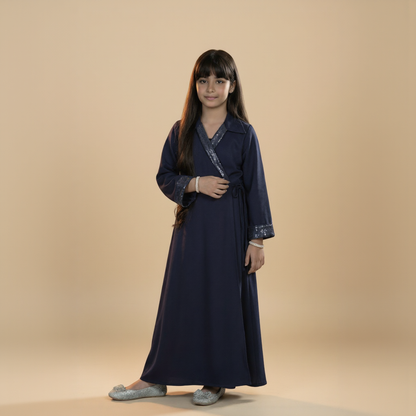 Elina Navy Suede Wrap Dress