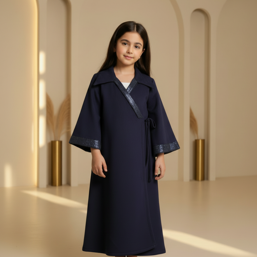 Elina Navy Suede Wrap Dress