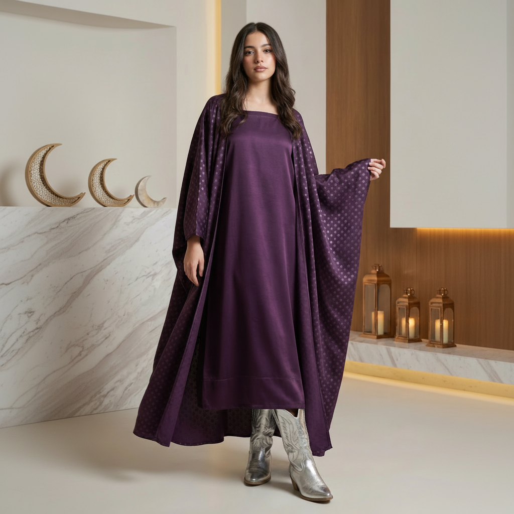 Aseel Plum Bisht Dress Set