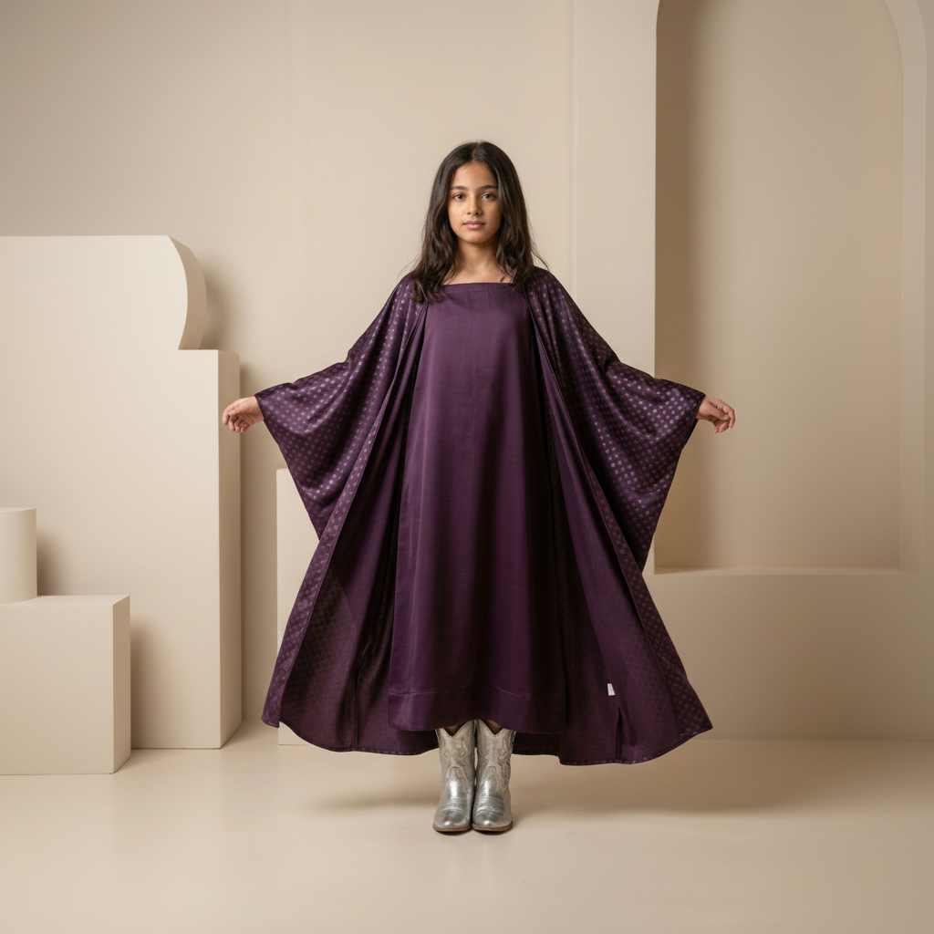 Aseel Plum Bisht Dress Set