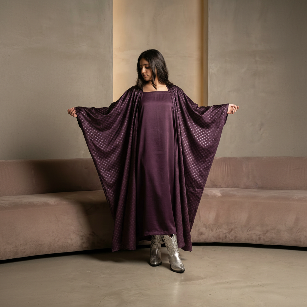 Aseel Plum Bisht Dress Set