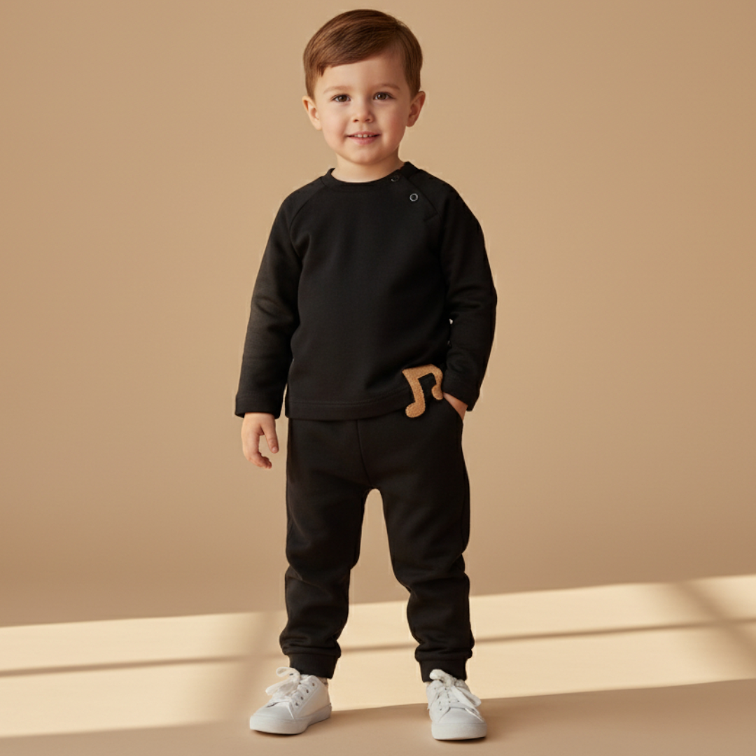 Black Music Detail Organic Cotton Sweatshirt &amp; Sweatpants