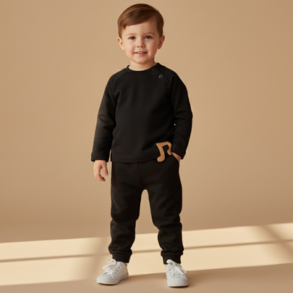Black Music Detail Organic Cotton Sweatshirt &amp; Sweatpants
