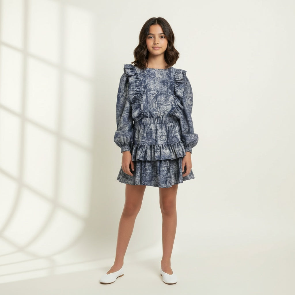 Elena Dress Denim Paisley
