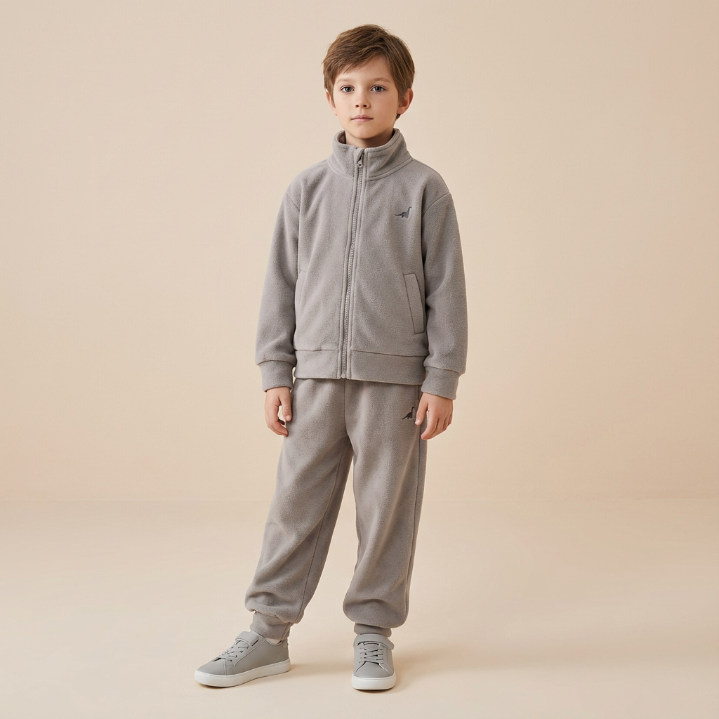 Cloud Grey Thermal Fleece Zip-Up Set
