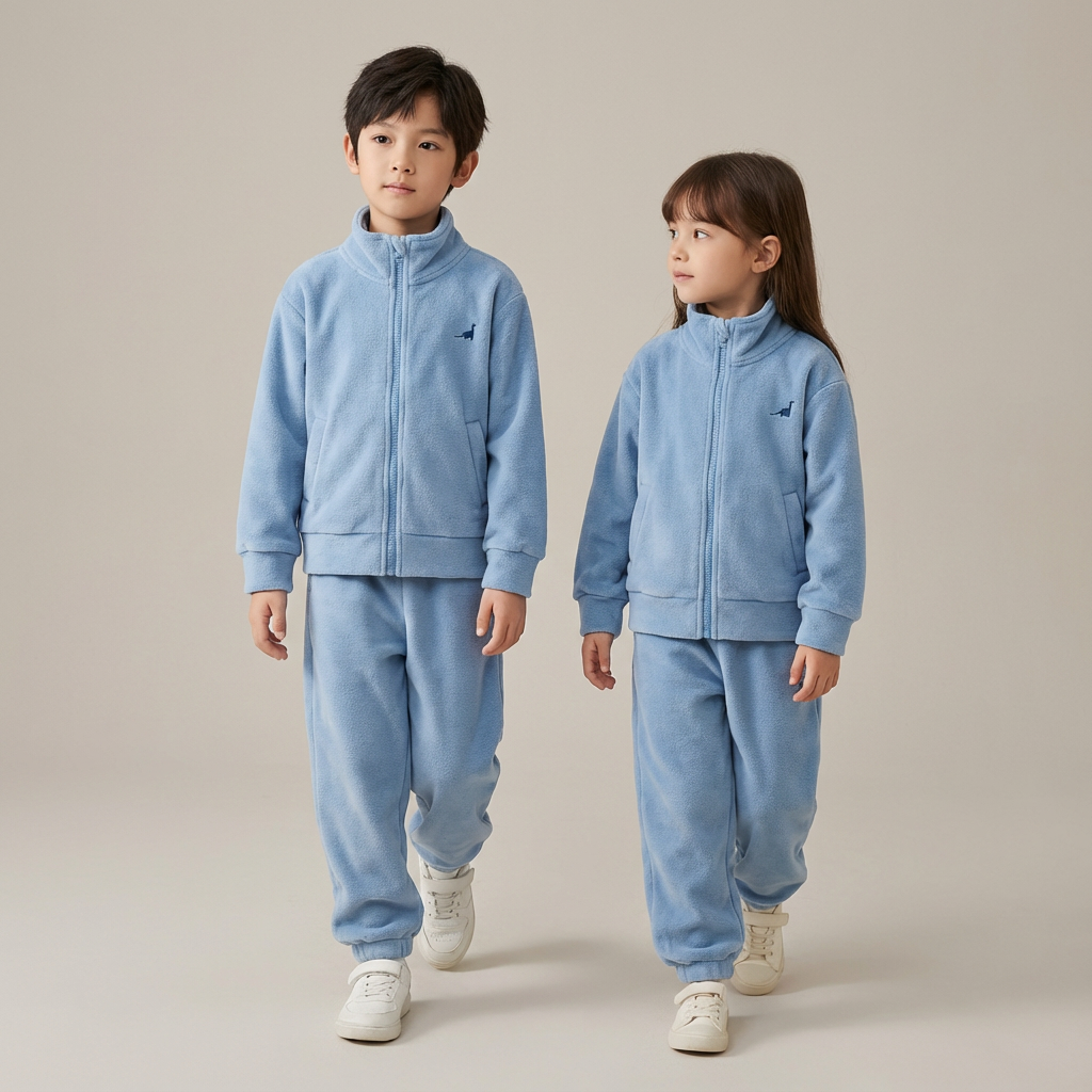 Powder Blue Thermal Fleece Zip-Up Set