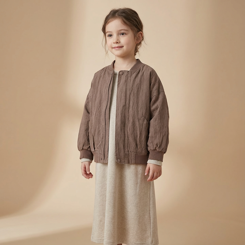 Cocoa Brown Lightweight Quilted Bomber Jacket