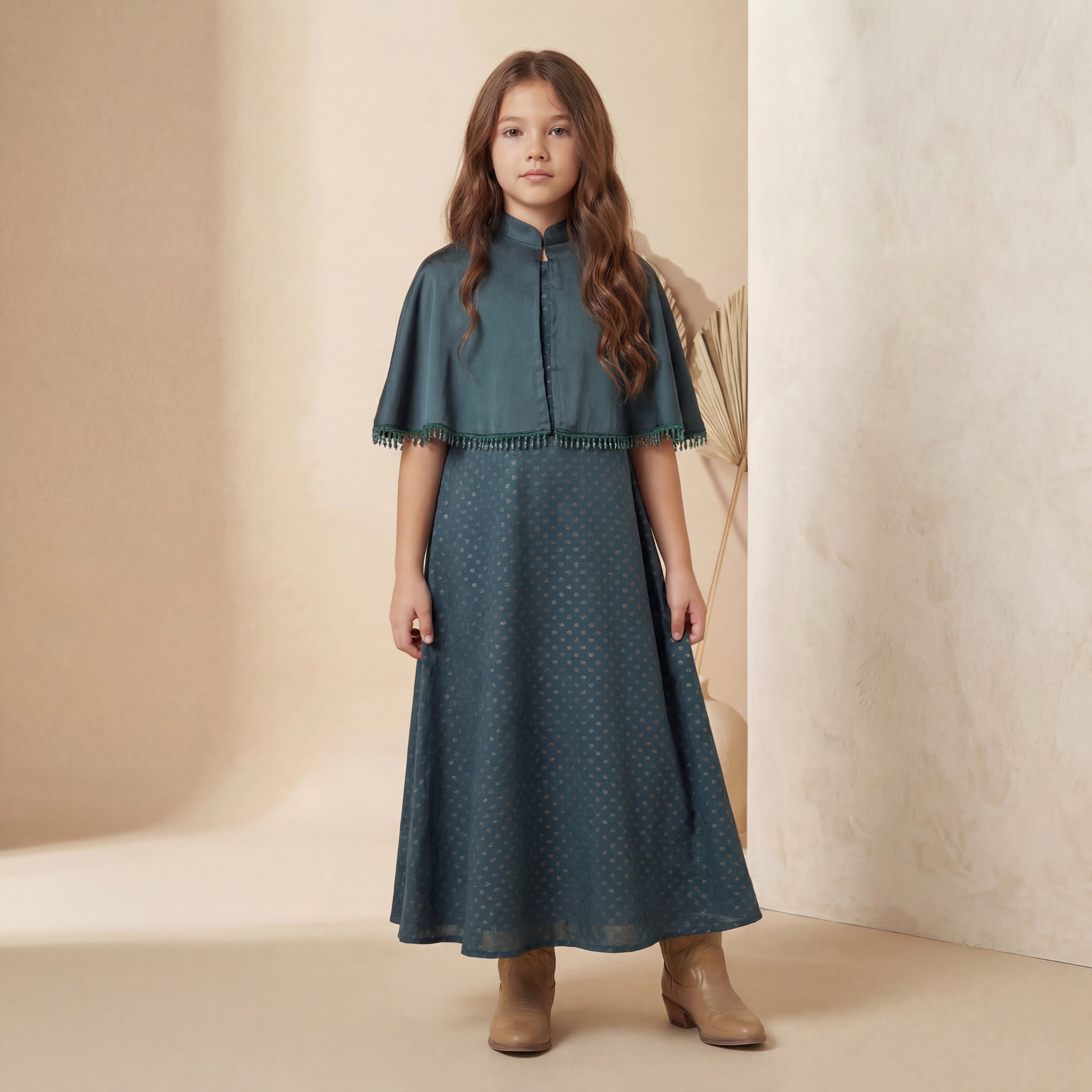 Noor Satin Cape Dress