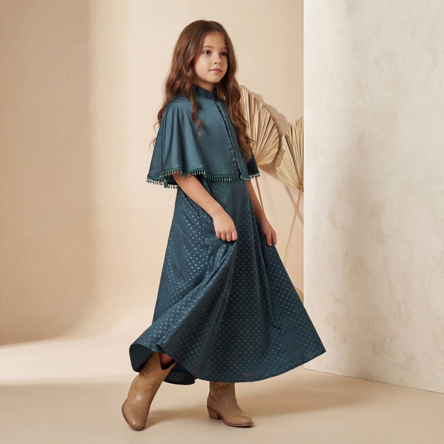 Noor Satin Cape Dress