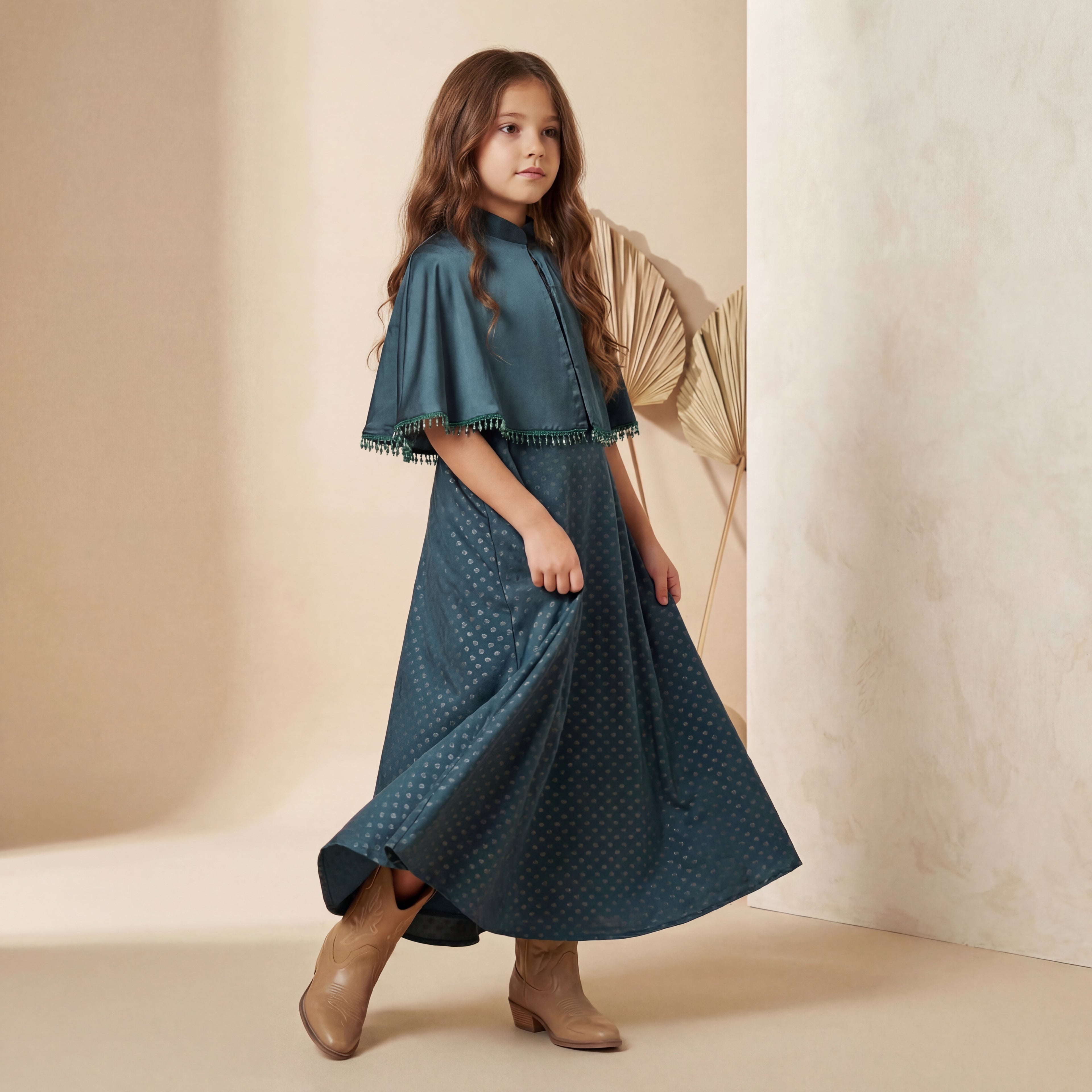 Noor Satin Cape Dress