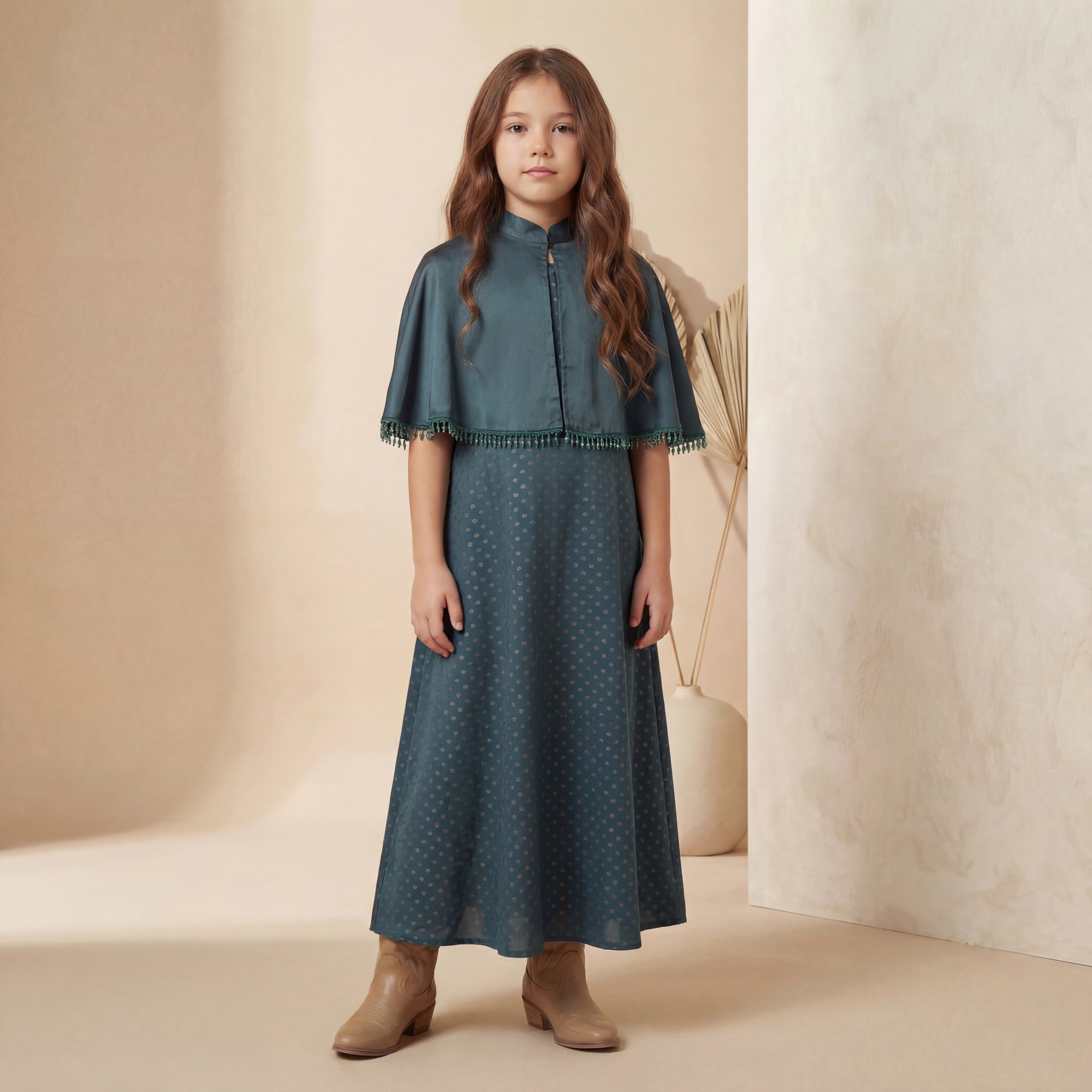 Noor Satin Cape Dress