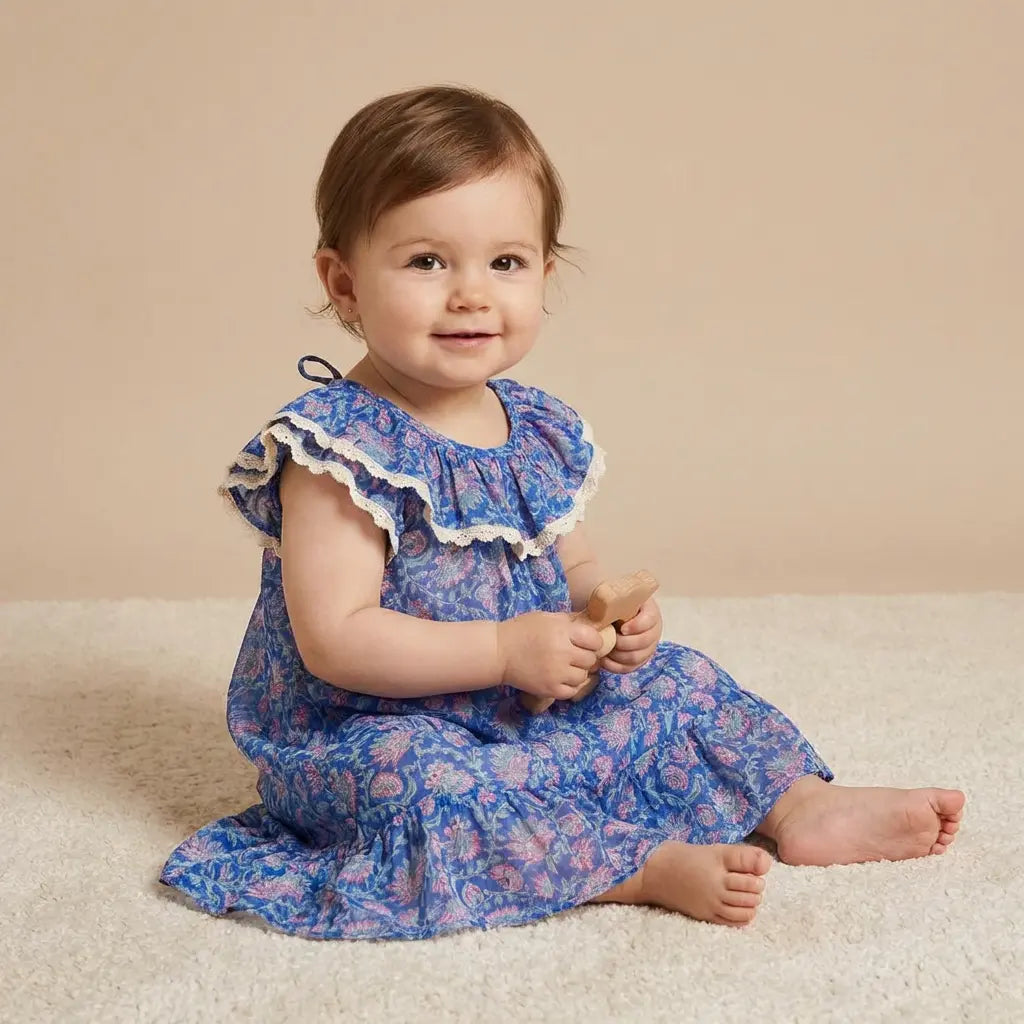 Blue Capri Floral Cotton Dress LOUISE MISHA