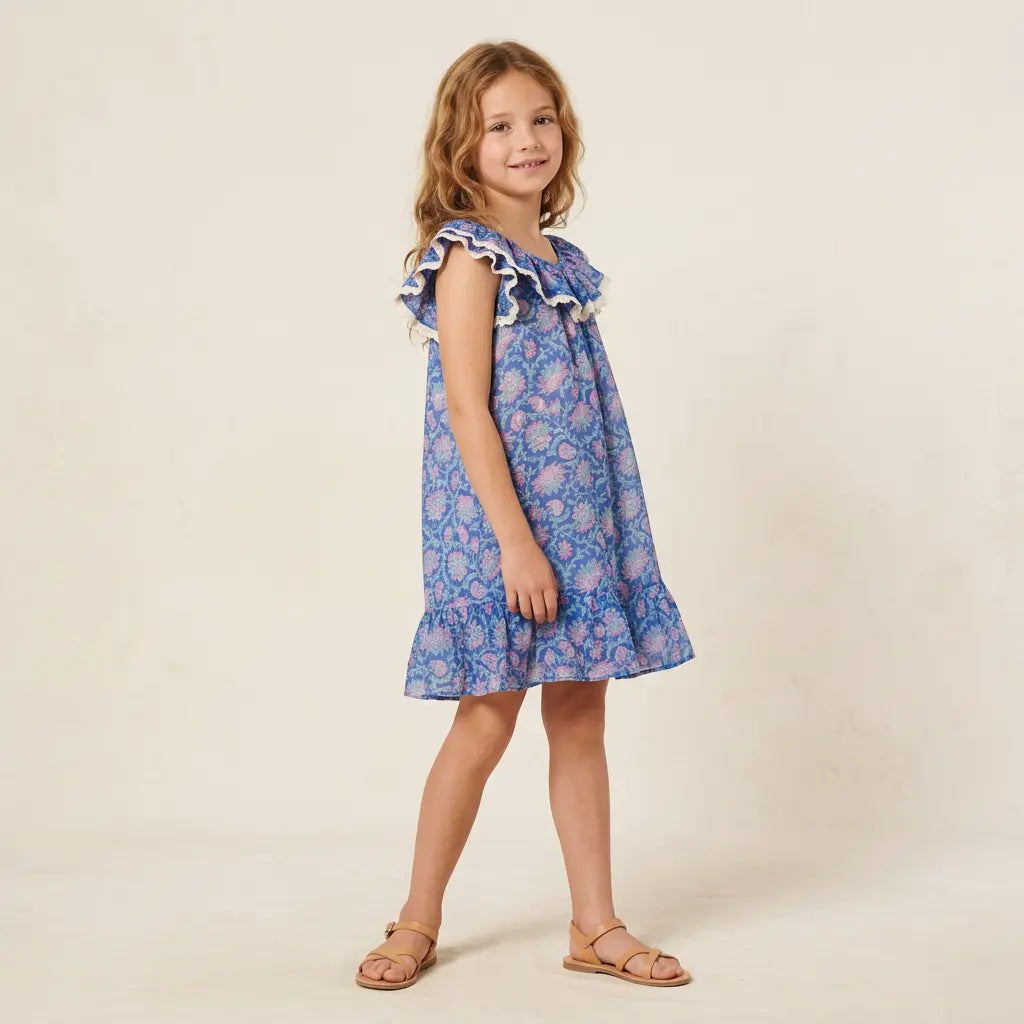 Blue Capri Floral Cotton Dress LOUISE MISHA
