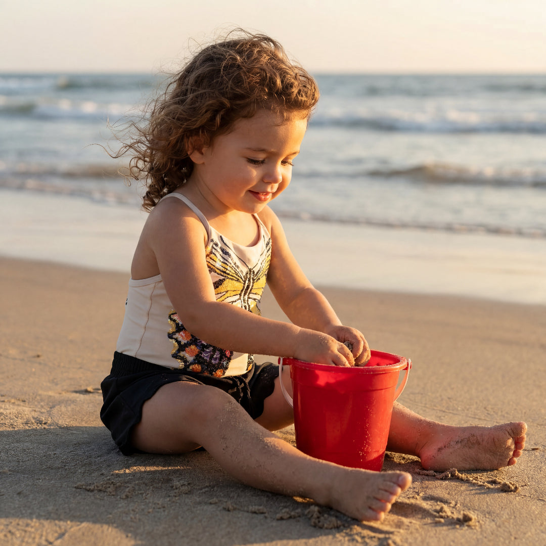 Girls Glitter Wings Swimsuit &amp; Black Trunks Set