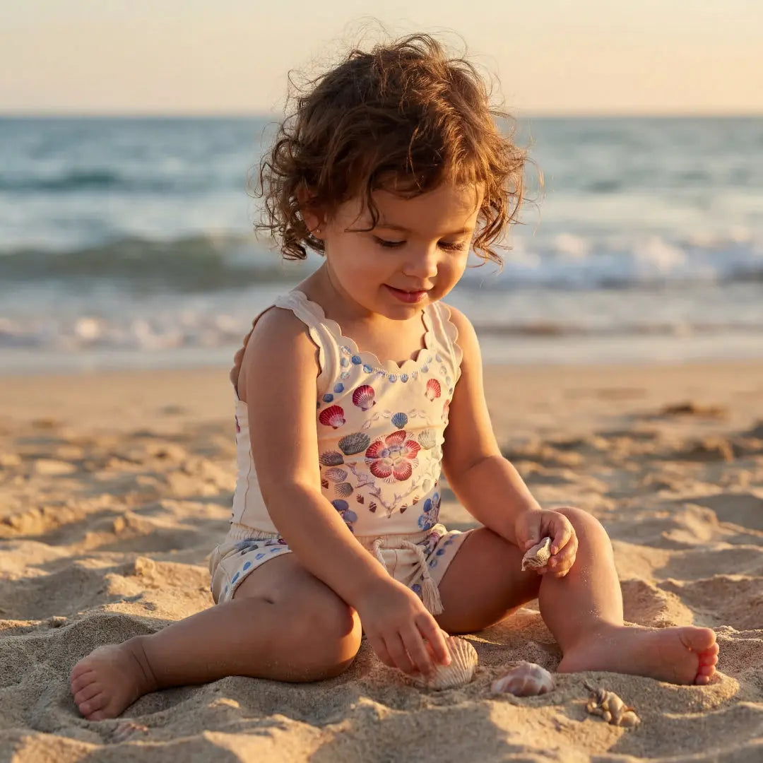 Girls Coastal Shell Swimsuit &amp; Trunks Set Molo