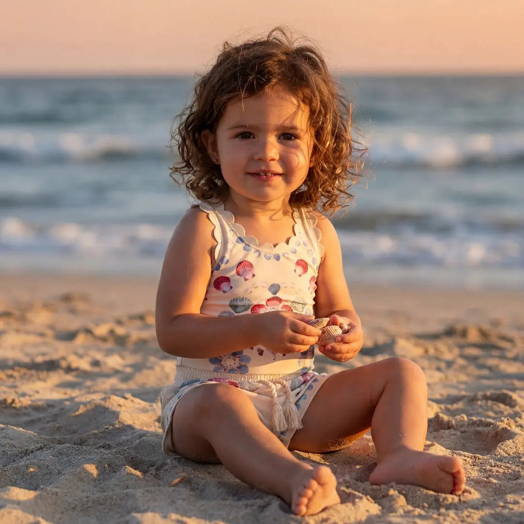 Girls Coastal Shell Swimsuit &amp; Trunks Set Molo