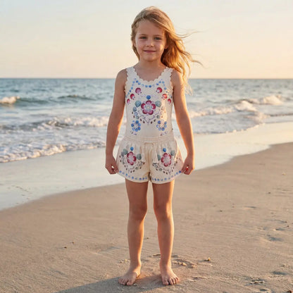 Girls Coastal Shell Swimsuit &amp; Trunks Set Molo