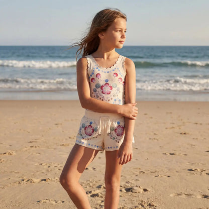 Girls Coastal Shell Swimsuit &amp; Trunks Set Molo