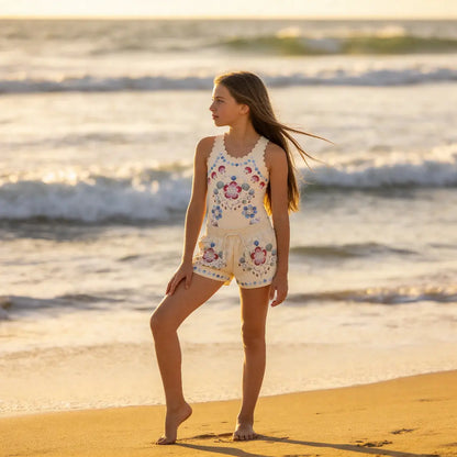 Girls Coastal Shell Swimsuit &amp; Trunks Set Molo