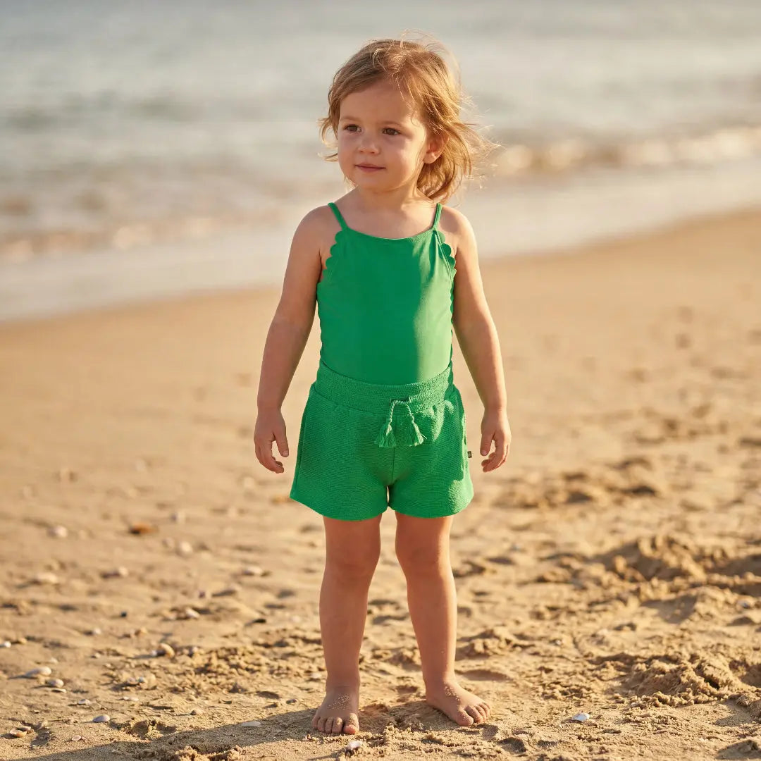 Girls Garden Green Swimsuit &amp; Bright Green Trunks Molo