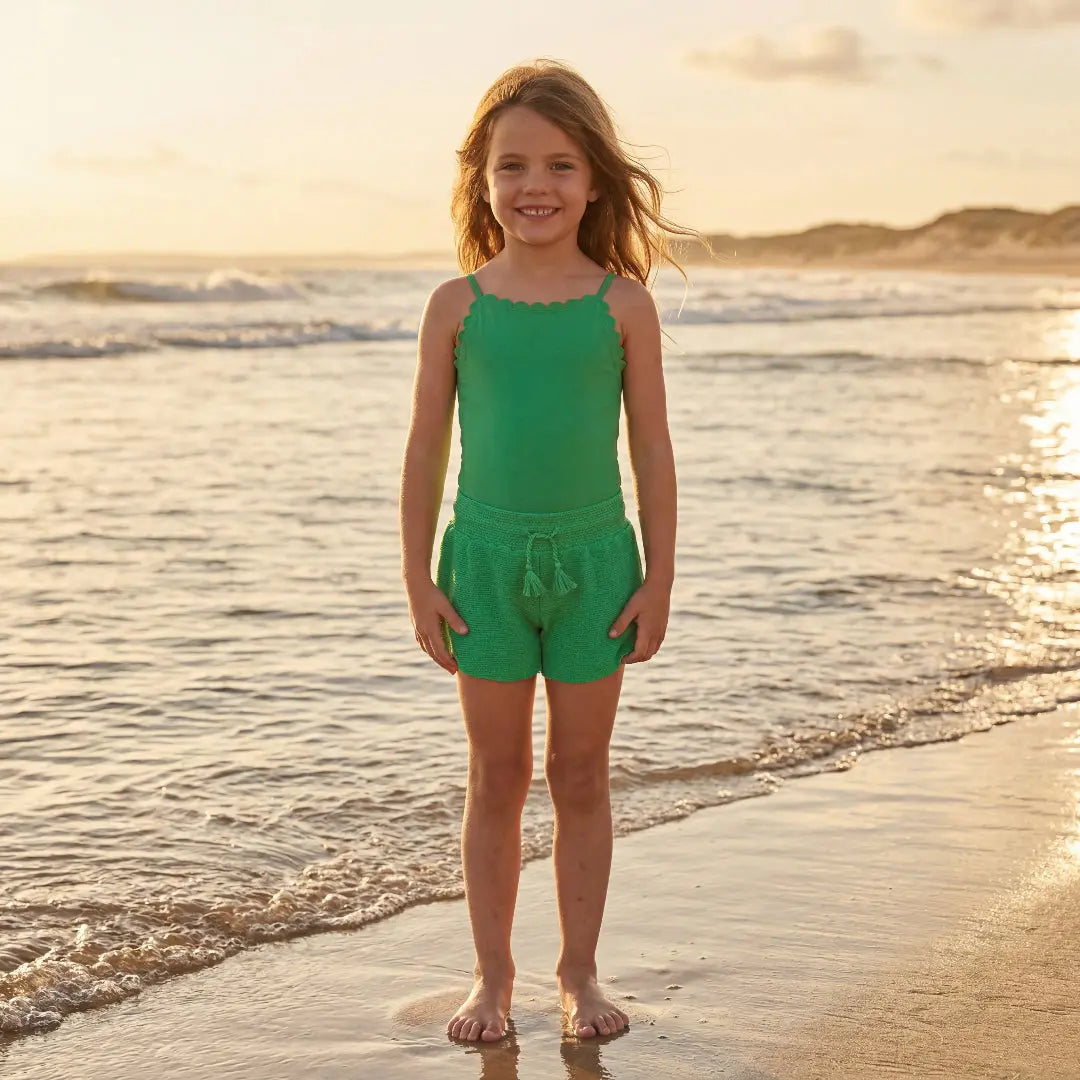 Girls Garden Green Swimsuit &amp; Bright Green Trunks Molo