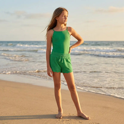 Girls Garden Green Swimsuit &amp; Bright Green Trunks Molo