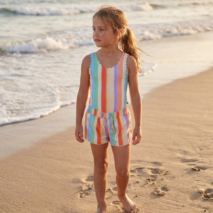 Girls Sunset Stripe Swimsuit &amp; Trunks Set