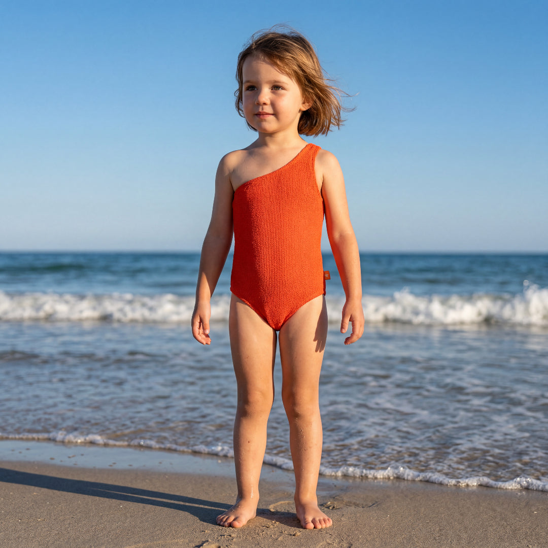 Girls One-Shoulder Strawberry Hot Swimsuit