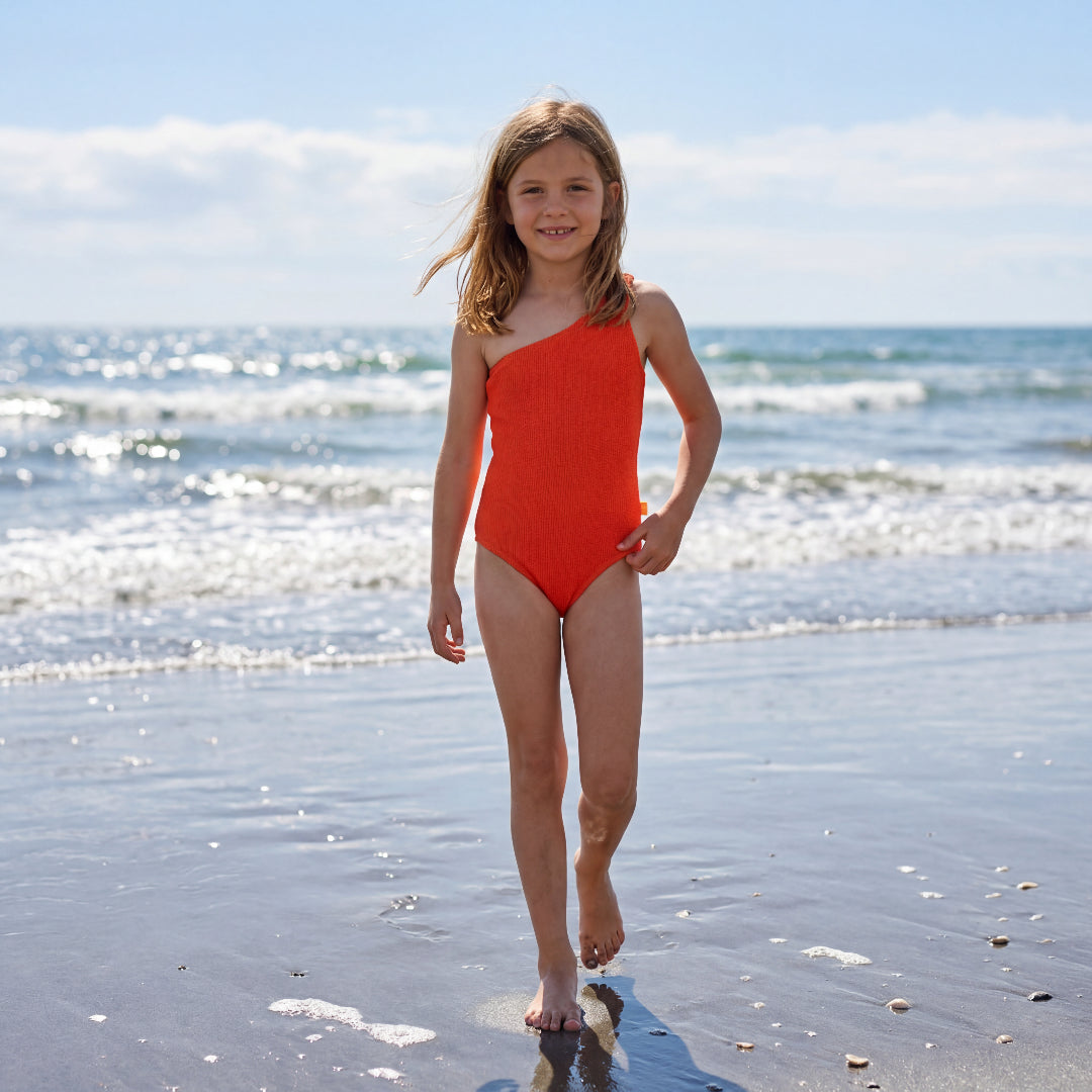 Girls One-Shoulder Strawberry Hot Swimsuit