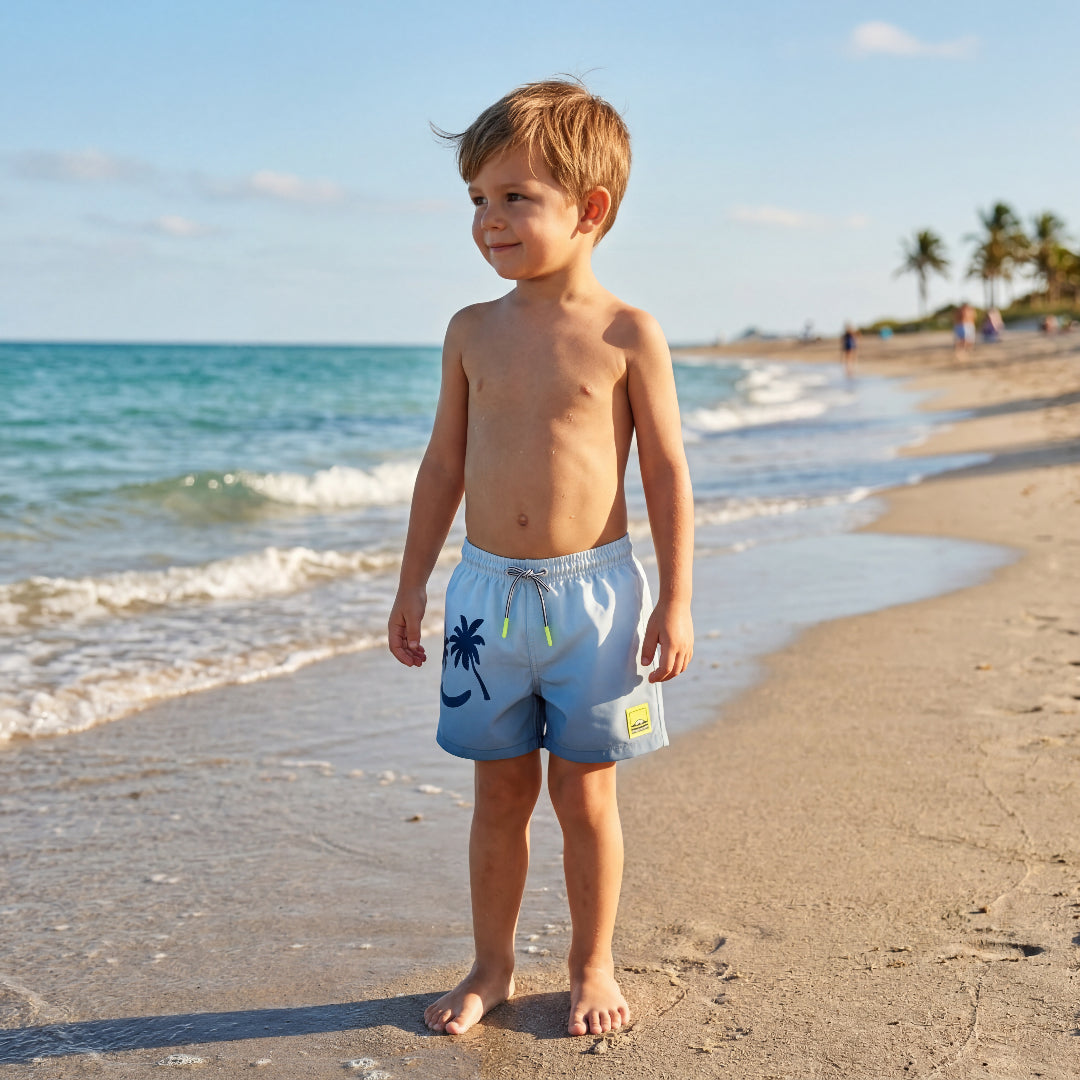 Boys Palm Breeze Blue Swim Shorts