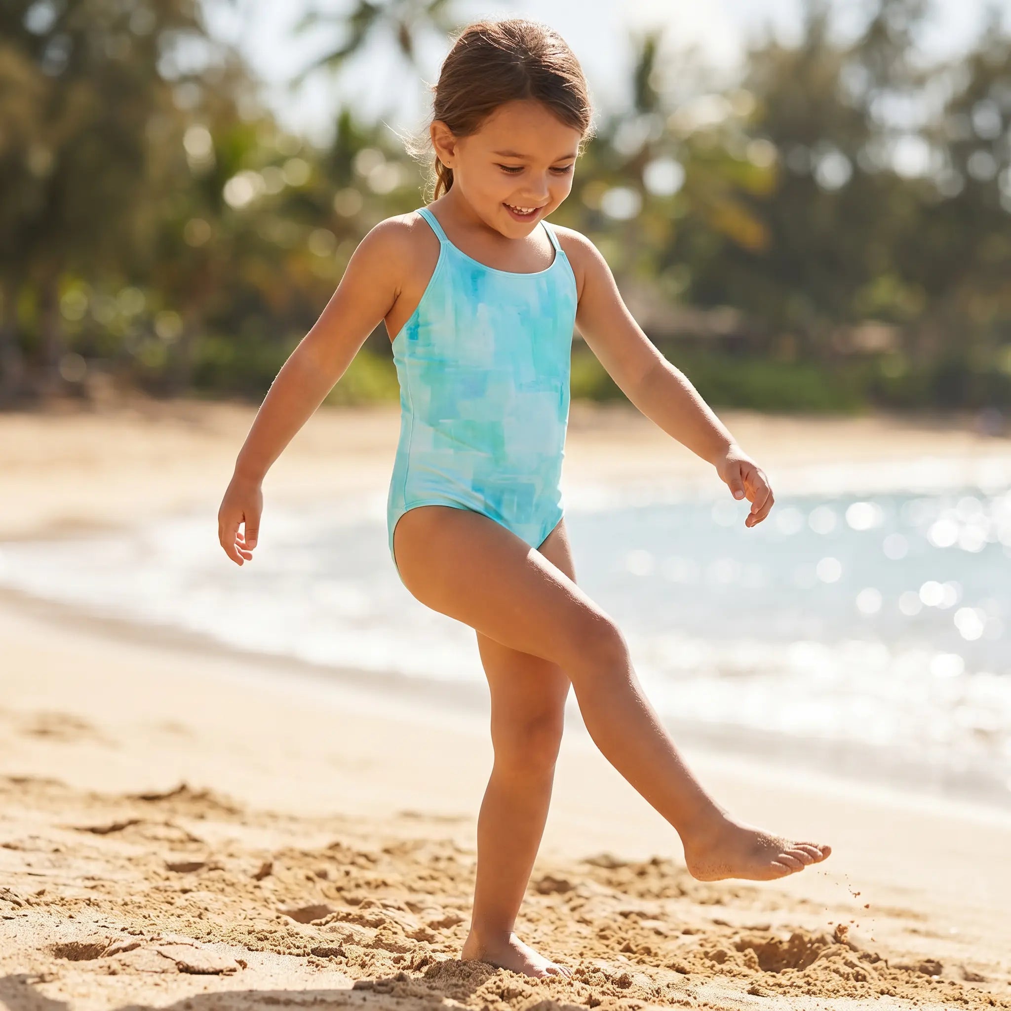 Blue One Piece Shaded Girls Swimsuit LISON PARIS