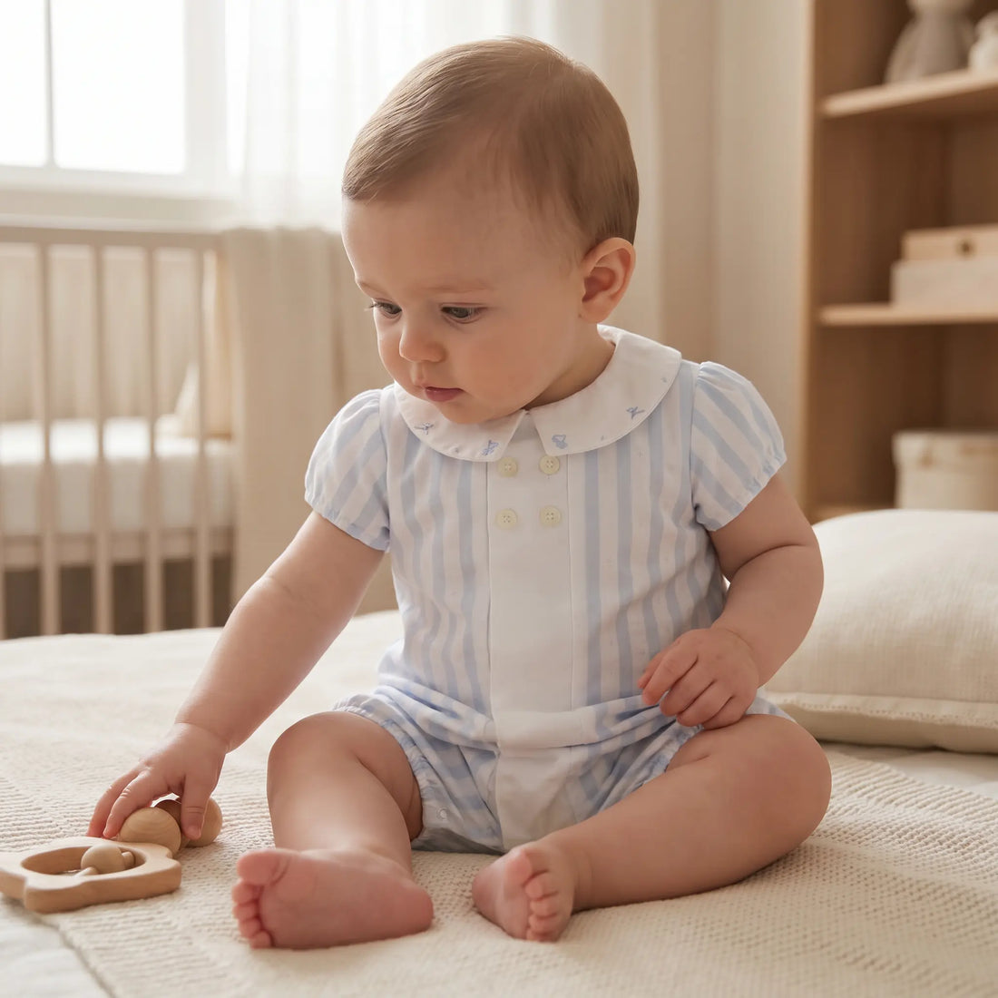 Baby Onesie - Sky Blue Stripes TARTINE ET CHOCOLAT