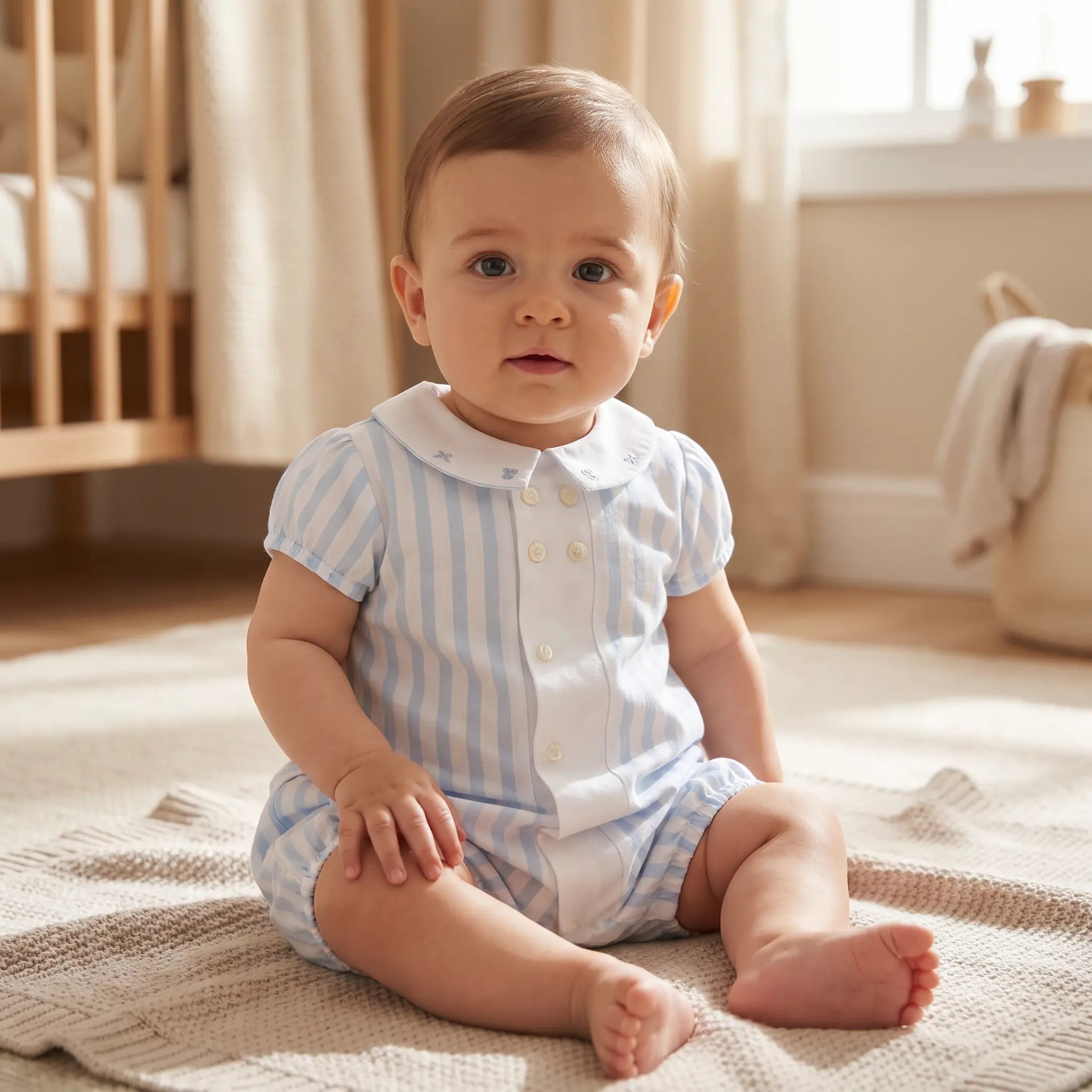 Baby Onesie - Sky Blue Stripes TARTINE ET CHOCOLAT