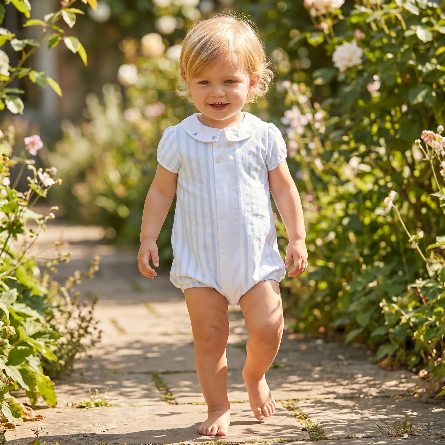 Baby Onesie - Sky Blue Stripes TARTINE ET CHOCOLAT