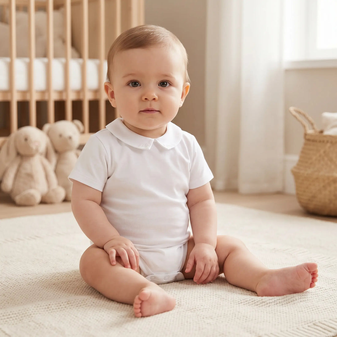 White Collared Onesie With TC Embroidery TARTINE ET CHOCOLAT